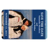 Blue Simple Chic Foto Save the Date Magnet (Horizontal)