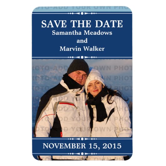 Blue Simple Chic Foto Save the Date Magnet (Vertikal)