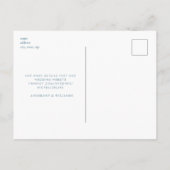 Blue Simple Contemporary Monogram Save the Date Postkarte (Rückseite)