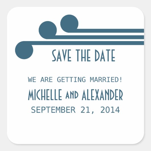 Blue Simple Deko Chic Save the Date Stickers (Vorderseite)