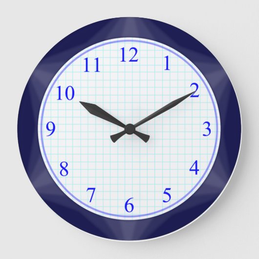 Blue Simple Dial Große Wanduhr (Vorderseite)