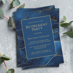 Blue Simple Elegance Retirement Party Einladung