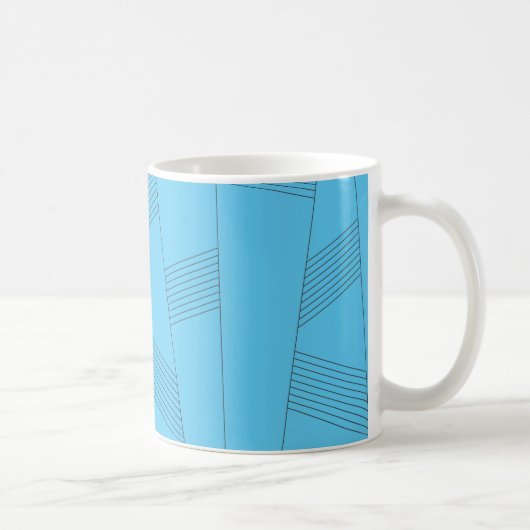 Blue, simple, elegant, abstract line pattern kaffeetasse (Rechts)