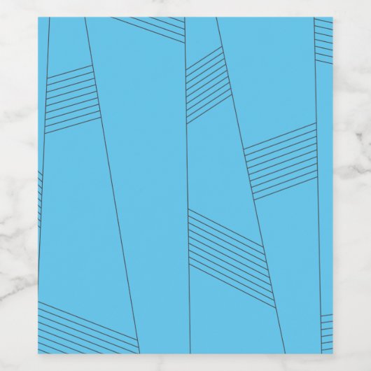 Blue, simple, elegant, abstract line pattern weinetikett (Einzelnes Label)