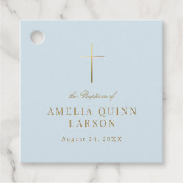 Blue Simple Elegant Gold Cross Taufen Christening Geschenkanhänger