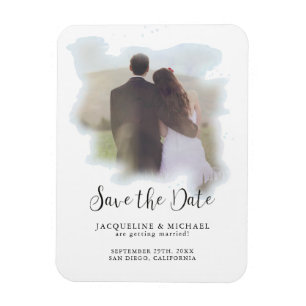 Blue Simple Elegante Modernes Script Watercolor Fo Magnet