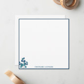 Blue Simple Floral Border Mitteilungskarte (Vorderseite/Rückseite Beispiel)