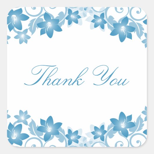 Blue Simple Floral Danke Stickers (Vorderseite)