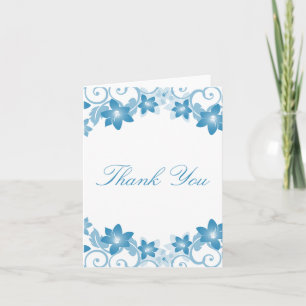 Blue Simple Floral Dankeschön Card Dankeskarte