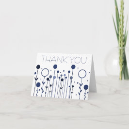 Blue Simple Floral Dot Modern Danke Karte