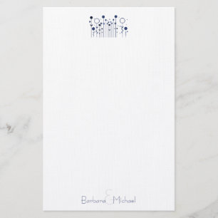 Blue Simple Floral Dot Personalisiert Stationery Briefpapier