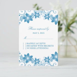 Blue Simple Floral Response Card RSVP Karte