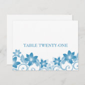 Blue Simple Floral Tischnummer Postcard (Vorne/Hinten)