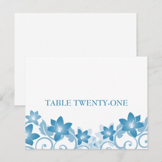 Blue Simple Floral Tischnummer Postcard (Vorne/Hinten)