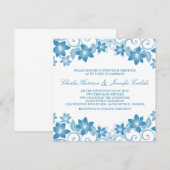 Blue Simple Floral Wedding Einladung (Vorne/Hinten)
