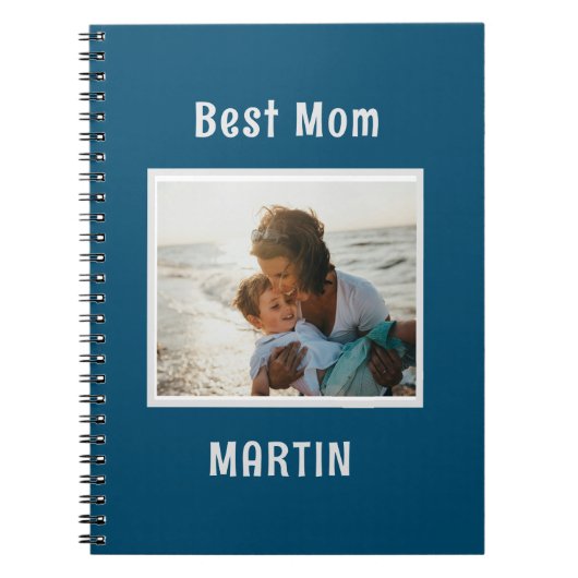 Blue simple Foto individuelle Name Notizblock (Vorderseite)