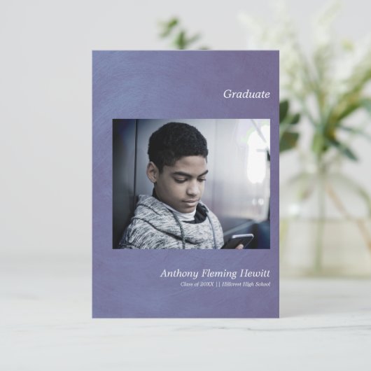 Blue Simple Graduate Announcement Foto (Stehend Vorderseite)