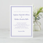 Blue Simple Minimalistisch Chic Wedding Einladung (Stehend Vorderseite)
