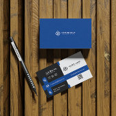 Blue Simple Modern Beruflich QR Code Scannable Visitenkarte