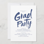 Blue Simple Modern Brush Script Graduation Party Einladung (Vorderseite)