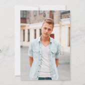 Blue Simple Modern Brush Script Graduation Party Einladung (Rückseite)