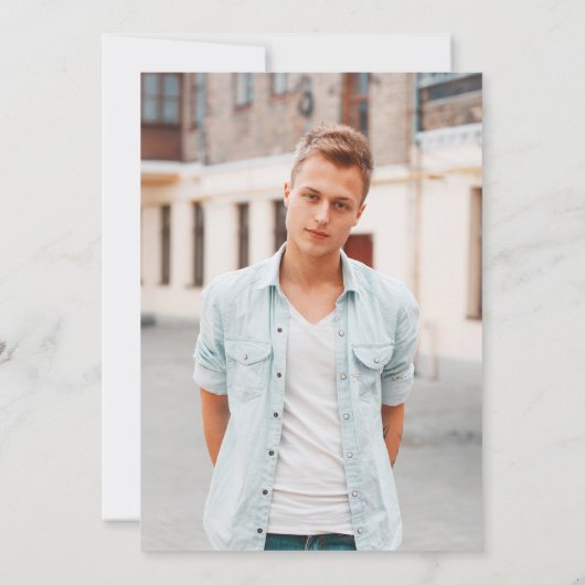 Blue Simple Modern Brush Script Graduation Party Einladung (Rückseite)