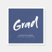 Blue Simple Modern Brush Script Graduation Party Serviette (Vorderseite)