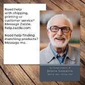 Blue Simple Modern Foto Beerdigungskarte