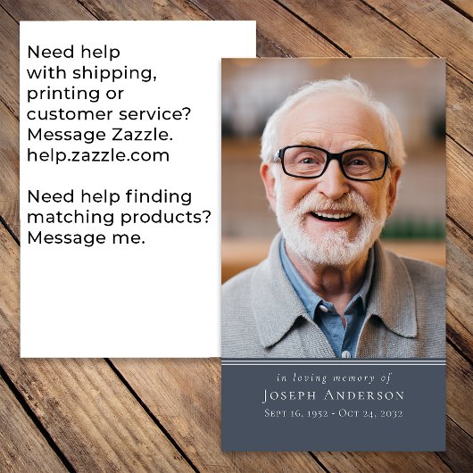 Blue Simple Modern Foto Beerdigungskarte