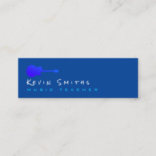 Blue Simple Modern Guitar Teacher Mini Visitenkarte