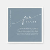 Blue Simple Modern Script Fun Fakten Hochzeit Serviette (Vorderseite)