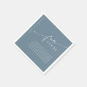 Blue Simple Modern Script Fun Fakten Hochzeit Serviette (Ecke)