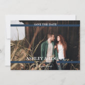 Blue Simple Modern Wedding Save the Date (Vorderseite)