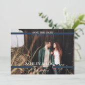 Blue Simple Modern Wedding Save the Date (Stehend Vorderseite)
