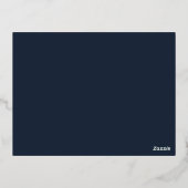 Blue Simple Monogram Blätter Wedding Enclosure Gol Folie Einladungspostkarte (Rückseite)