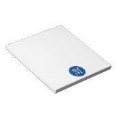 Blue Simple Monogram Classic Trendy Notepad Notizblock (angewinkelt)