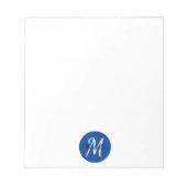 Blue Simple Monogram Classic Trendy Notepad Notizblock (Vorderseite)
