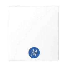 Blue Simple Monogram Classic Trendy Notepad