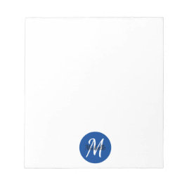 Blue Simple Monogram Classic Trendy Notepad Notizblock