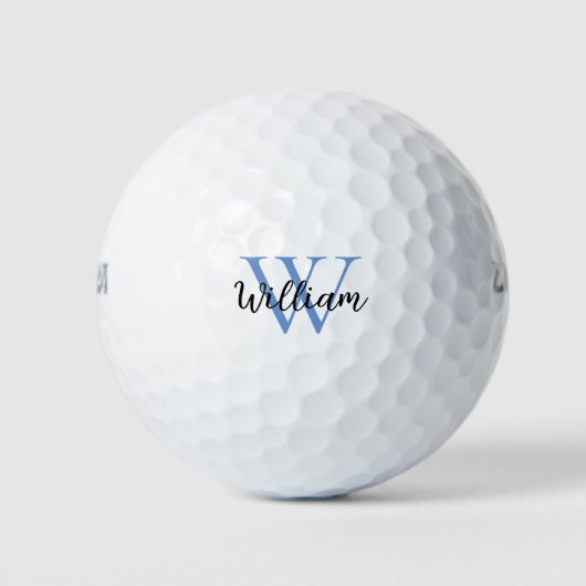 Blue SImple Monogram Name Personalisiert Golfball (Vorderseite)