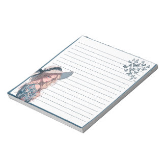 Blue Simple Niedlich Anime Boho Notepad Notizblock
