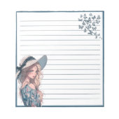 Blue Simple Niedlich Anime Boho Notepad Notizblock (Vorderseite)