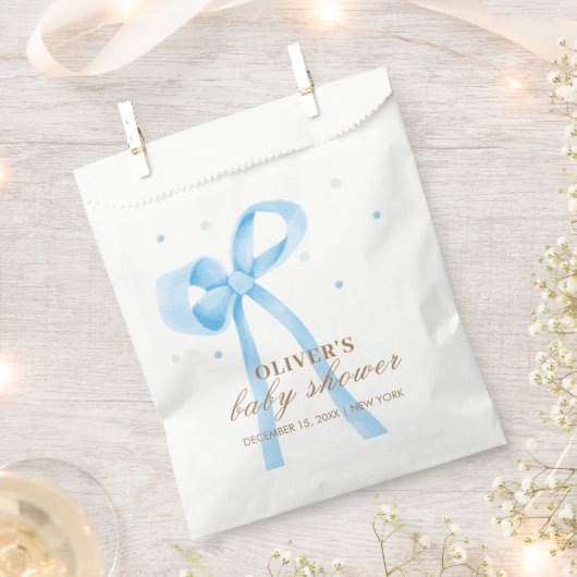 Blue Simple Polka Dot Bow Baby Dusche Geschenktütchen (Ausgeschnitten)