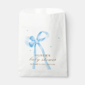 Blue Simple Polka Dot Bow Baby Dusche Geschenktütchen (Vorderseite)