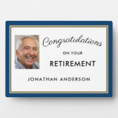 Blue Simple Retirement Party Foto Banner Fotoplatte (Vorderseite)