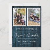Blue Simple Rustic Foto Save the Date (Rückseite)