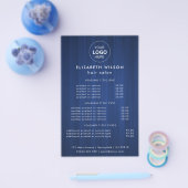 Blue Simple Salon Service Menu Flyer (Einzeln)