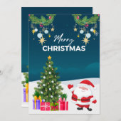 Blue Simple Santa Cartoon Frohe Weihnachten (Vorne/Hinten)