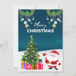 Blue Simple Santa Cartoon Frohe Weihnachten