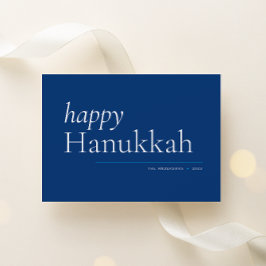 Blue Simple Serif Happy Hanukkah Feiertagskarte